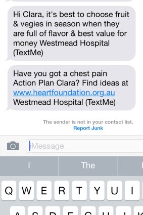 Text messages from The George Institute for Global Health's TEXT ME heart attack trial.