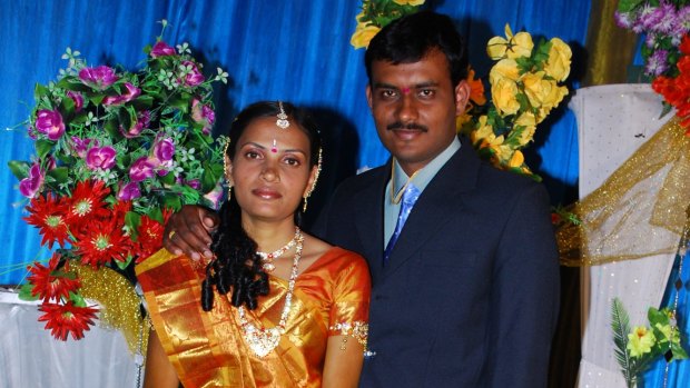 Padma Reddy and her husband Kishore Reddy on their wedding day.