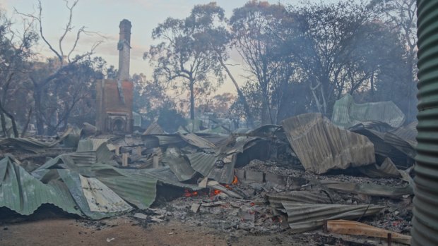 The aftermath of Monday's Crib Point fire. Police believe the blaze was started deliberately.