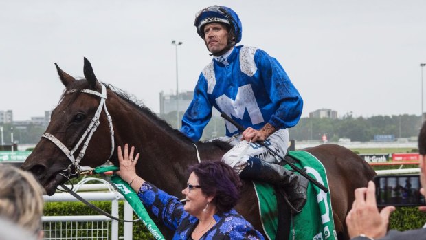 In dad's name: Debbie Kepitis leads Winx back after victory and hopes to do the same in the Bob Ingham Warwick Stakes  at Randwick on Saturday.