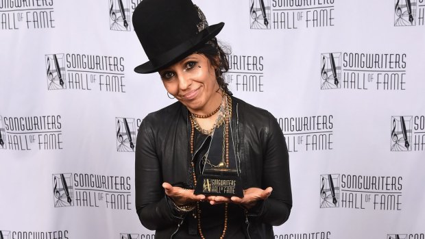 Singer-songwriter Linda Perry poses after being inducted into the Songwriters Hall Of Fame in June 2015.