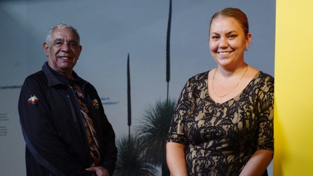 Laura McBride, creative producer of Weave, with Gadigal elder Uncle Allen Madden.