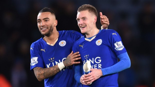 In the form of his life: Jamie Vardy (right).