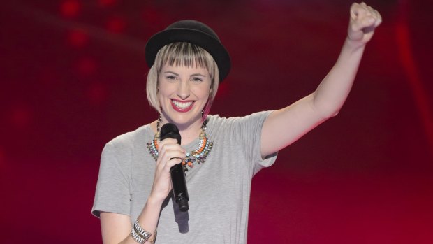 Canberra's Amber Nichols performs at her blind audition.