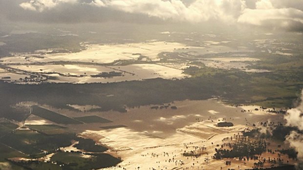 Aerial view of flood waters near Lismore area in NSW. 