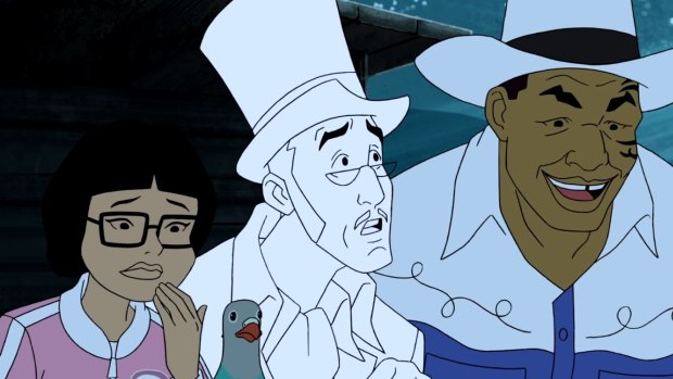 Animated at last: Tyson with the ghost of the Marquess of Queensberry and his adopted teenage daughter.