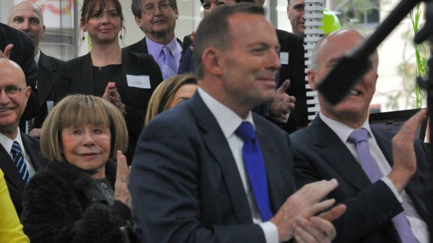 Prime Minister Tony Abbott and Jeannie Pratt at the event.