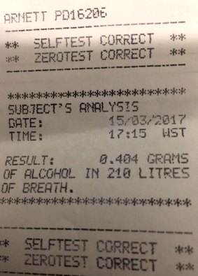 Police were stunned by the result of the breath test.