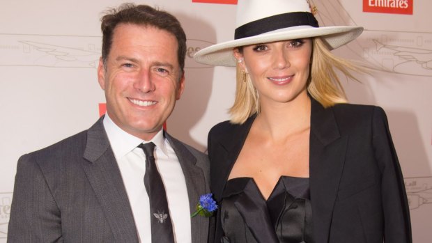 Karl Stefanovic and Jasmine Yarlbrough made a public appearance as a couple at Derby Day last year.