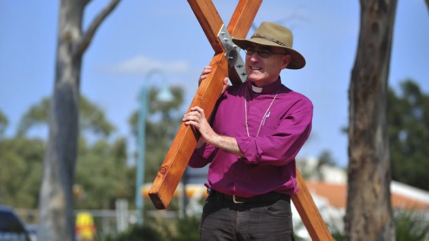 Bishop Stuart Robinson did a six-week long walk with a 2 metre cross starting in Eden and arriving in Canberra on Easter Saturday in 2013.