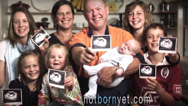 A still from the notbornyet ad that ACMA says was political and should have aired with an authorisation statement. 