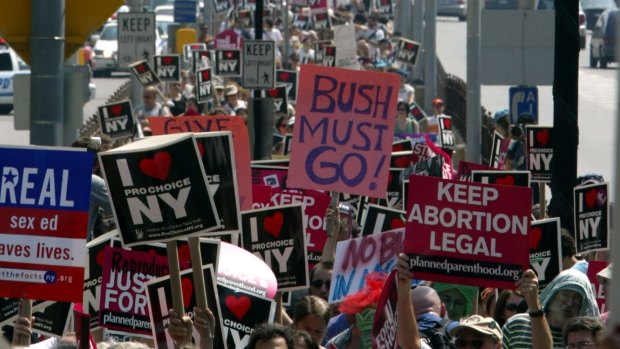 Ongoing fight: Planned Parenthood has sponsored many protests including this one in New York in 2004.