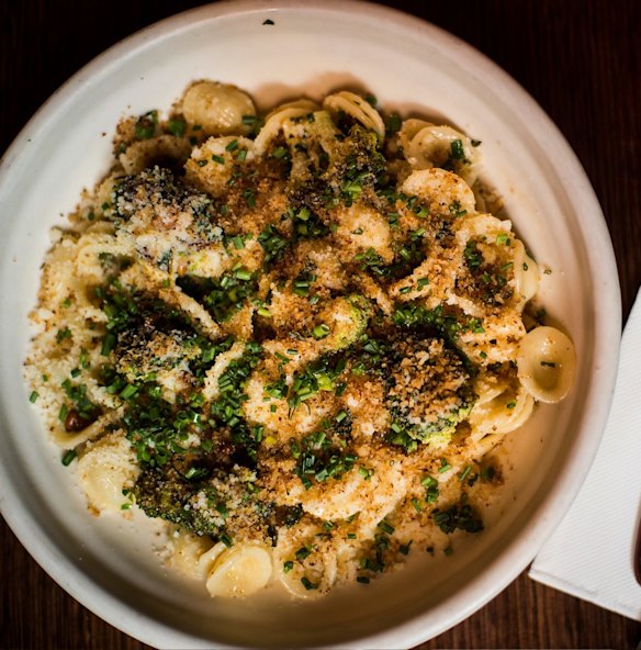 Orecchiette with broccoli, pine nuts and lemon pangrattato at Terra Rossa.