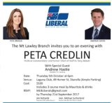The Liberal party flier for the fundraiser.