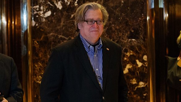 Stephen Bannon leaves Trump Tower in New York on Friday.