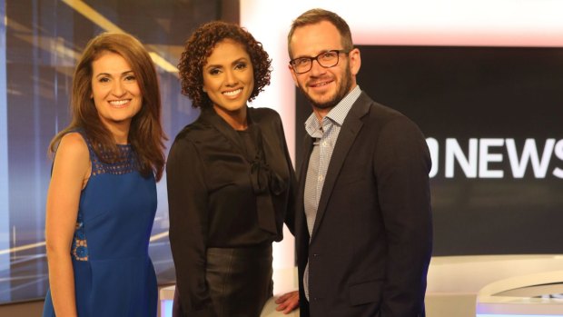 ABC News managing editor Tim Ayliffe with Patricia Karvelas and Karina Carvalho.