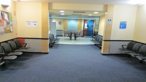 Media are not permitted to take photos inside court buildings. This is a supplied photo of the empty foyer outside Court Seven, where family violence intervention order matters are heard, at Dandenong Magistrates' Court.