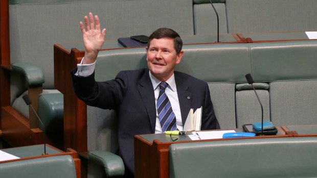 Former Defence Minister Kevin Andrews waves to his adoring public.