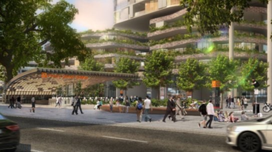 Artists' impression of a prosed new entrance to Roma Street station for the yet-to-be funded Cross River Rail Mark 3.