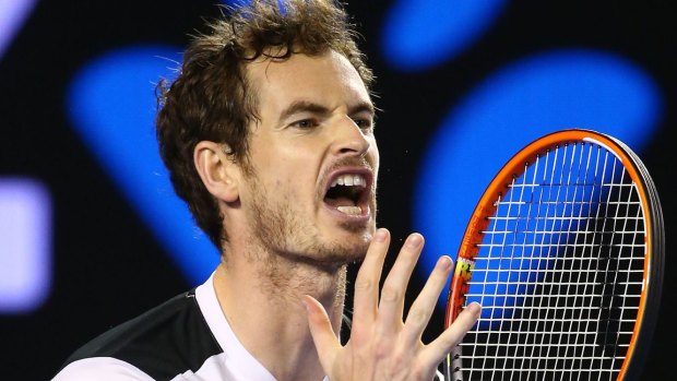 Gruelling contest:  Andy Murray reacts during the five-set semi-final.