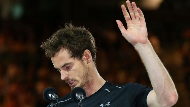 Boarding call:  Andy Murray bids a fond farewell to Melbourne Park after losing the Men's Singles Final.