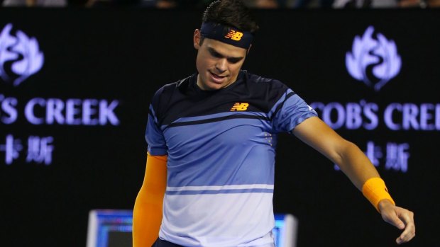 Downcast:  Raonic suffered a groin injury during his semi-final loss against Murray.