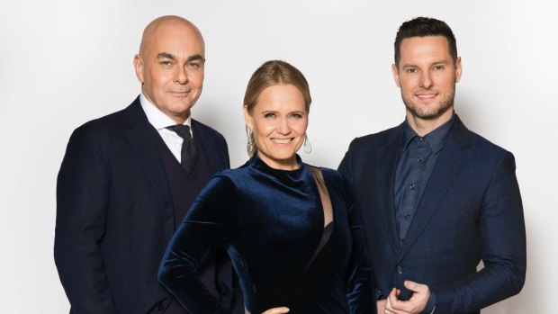 Neale Whitaker (left) with fellow <i>The Block</i>  judges Shaynna Blaze and Darren Palmer.