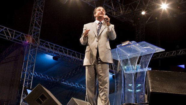 Evangelist Silas Malafaia leads one of his "crusades" in Fortaleza, Brazil.