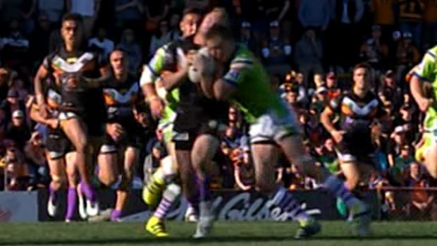 Close contact: Jack Wighton was penalised for a shoulder charge.