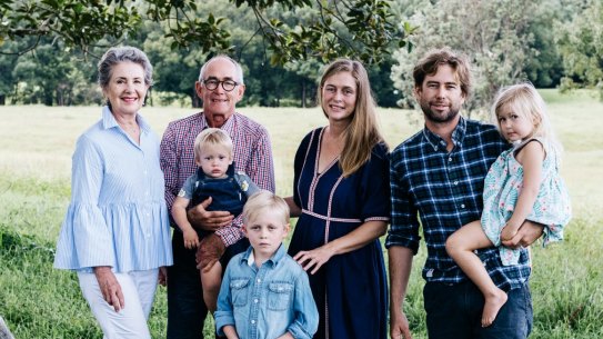 ***EMBARGOED FOR SUNDAY LIFE, JANUARY 26/20 ISSUE***
Credit:Â COUNTRY STYLE Country Homes in Australia:30 Years of Life on The LandÂ (BAUER BOOKS) rrp :$59.99 Hardback
Sandra (left) and Andy love spending time with their son Edward, daughter-in-law Jeanie and grandchildren Arthur (held by Andy), Frederick and Evelyn.