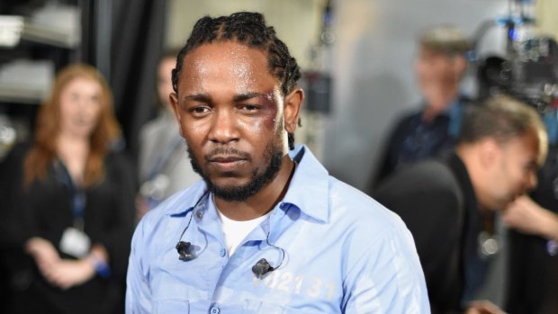 Rapper Kendrick Lamar at the 58th Grammy Awards.