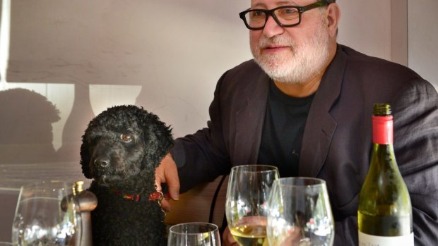 Ronnie DiStasio and dog Roscoe at Bar Di Stasio in St.Kilda.f SPECTRUM 20TH MARCH 2014 PHOTO: PENNY STEPHENS THE AGE