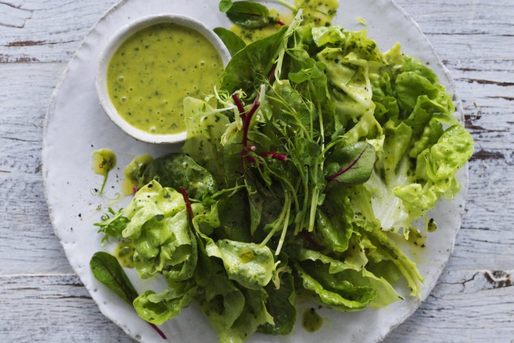 Adam Liaw's leaf salad with parsley vinaigrette.