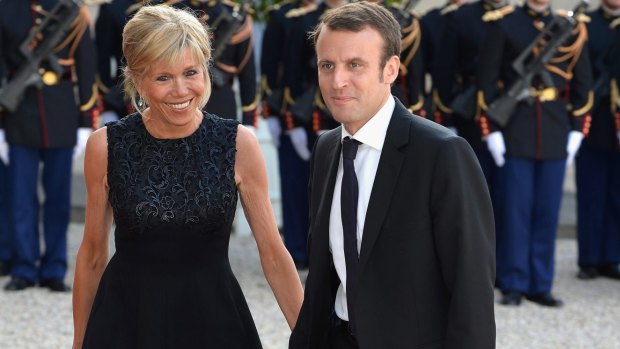 Emmanuel Macron and wife Brigitte in 2015. 