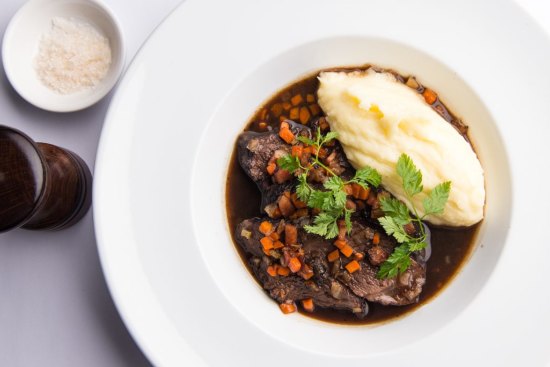 Peposo of braised ox cheek with mashed potatoes.  