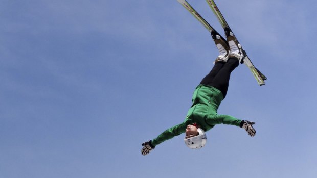 Lais Souza trains as an aerial skier at a camp held in Sao Roque, Brazil. 