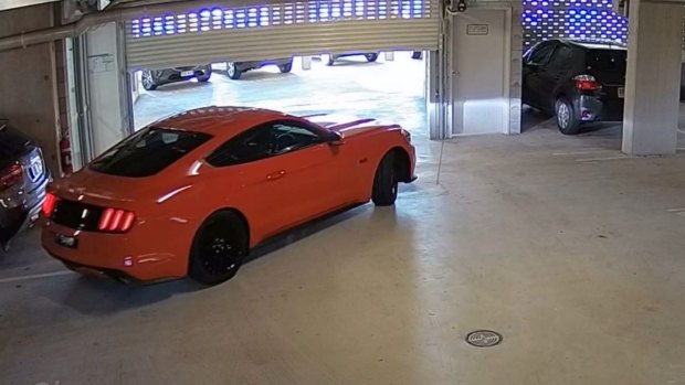 Mr Thompson's distinctive orange Ford Mustang in northern NSW was caught on camera leaving his Albion unit complex.