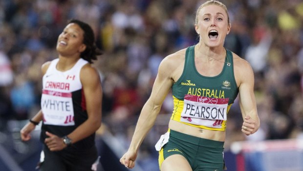 Back to form: Sally Pearson defends her 100 metres hurdles title.