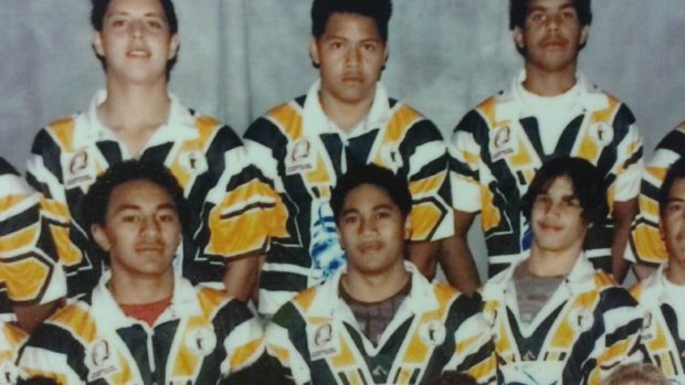 Young guns: Gerard Beale (back left) and Ricky Leutele (front centre) during their junior days at Logan Brothers.