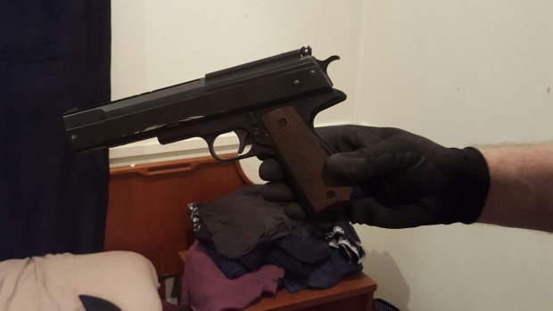 A handgun seized by Task Force Maxima officers.