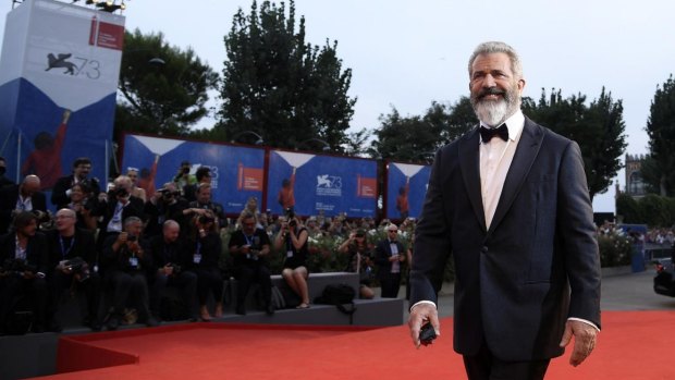Director and actor Mel Gibson on the red carpet for <i>Hacksaw Ridge</i> at the  Venice Film Festival on September 4.