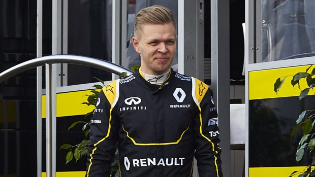 All smiles: Renault driver Kevin Magnussen.