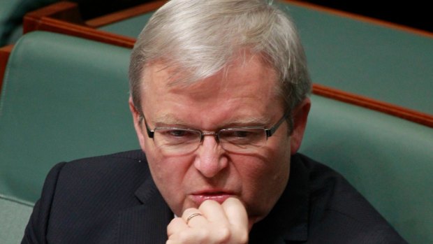 Kevin Rudd on the backbench after losing a leadership ballot.