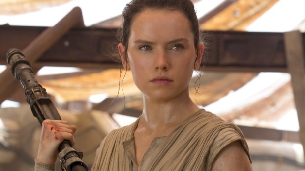 Daisy Ridley as Rey in Star Wars: The Force Awakens. 