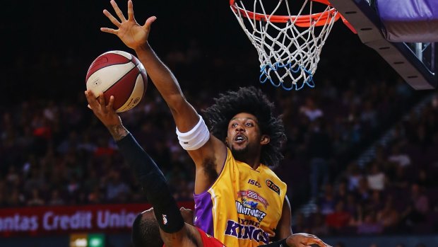 All-round talent: Sydney Kings import Josh Childress goes up for a block against Wollongong earlier this season.