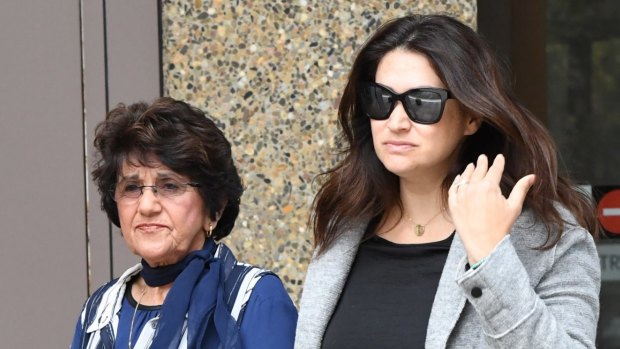 Eddie Obeid's wife Judith Obeid, left, leaves the Supreme Court with a daughter-in-law on Monday.