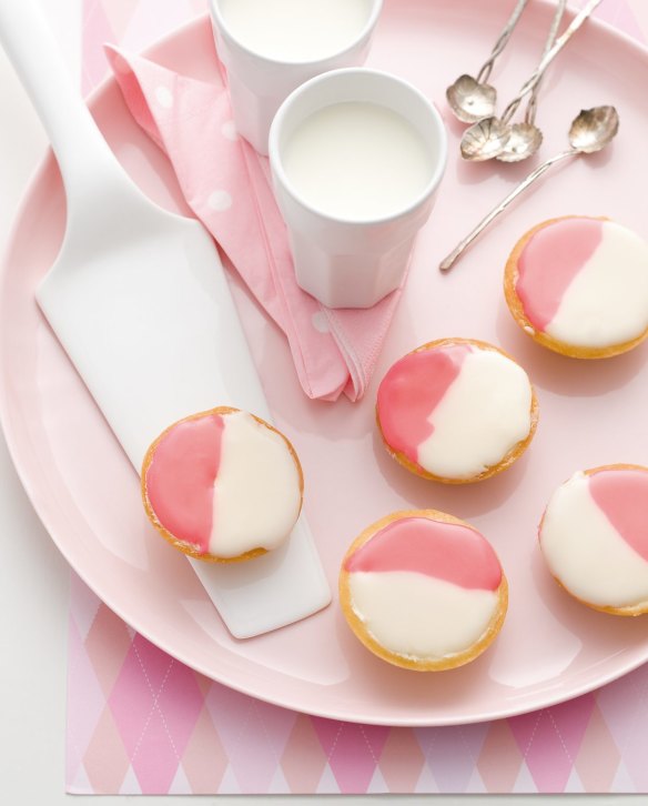 Pretty in pink: two-toned Neenish tarts.