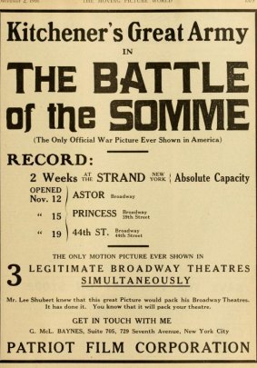 Poster for the 1916 documentary Battle of the Somme. 