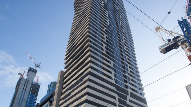 The MY80 tower on the corner of Elizabeth and A’Beckett streets has been installed with non-compliant cladding.