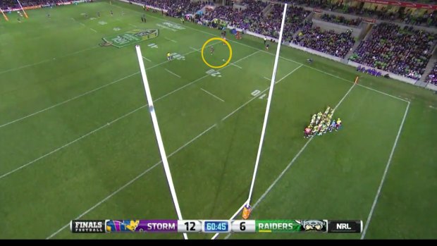 Picture 2: Cameron Smith lines up to kick what would prove to be a missed conversion attempt from the 'tram track'.